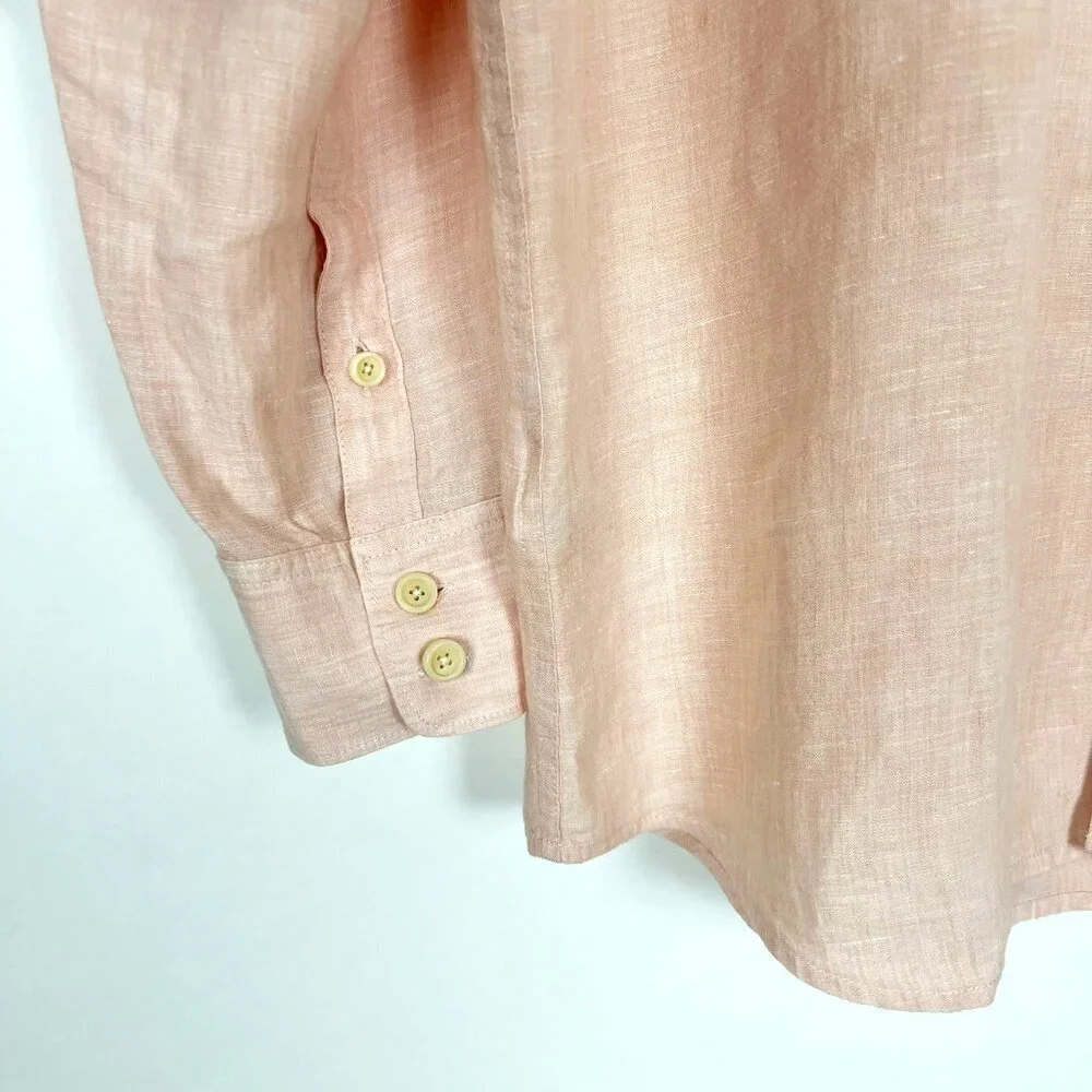 Tommy Bahama 100% Linen Shirt Mens XL Peach Button Front Long Sleeve Vacation